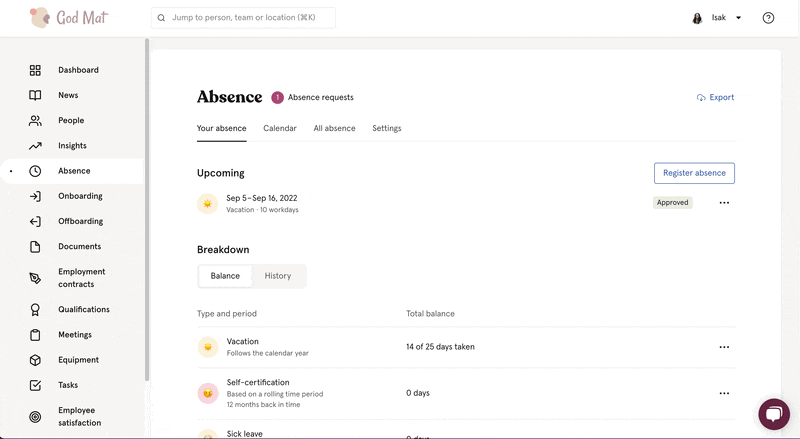 Register and manage - calender
