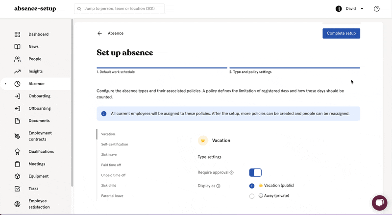 Setup - policy