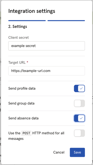 Webhook settings screenshot 2