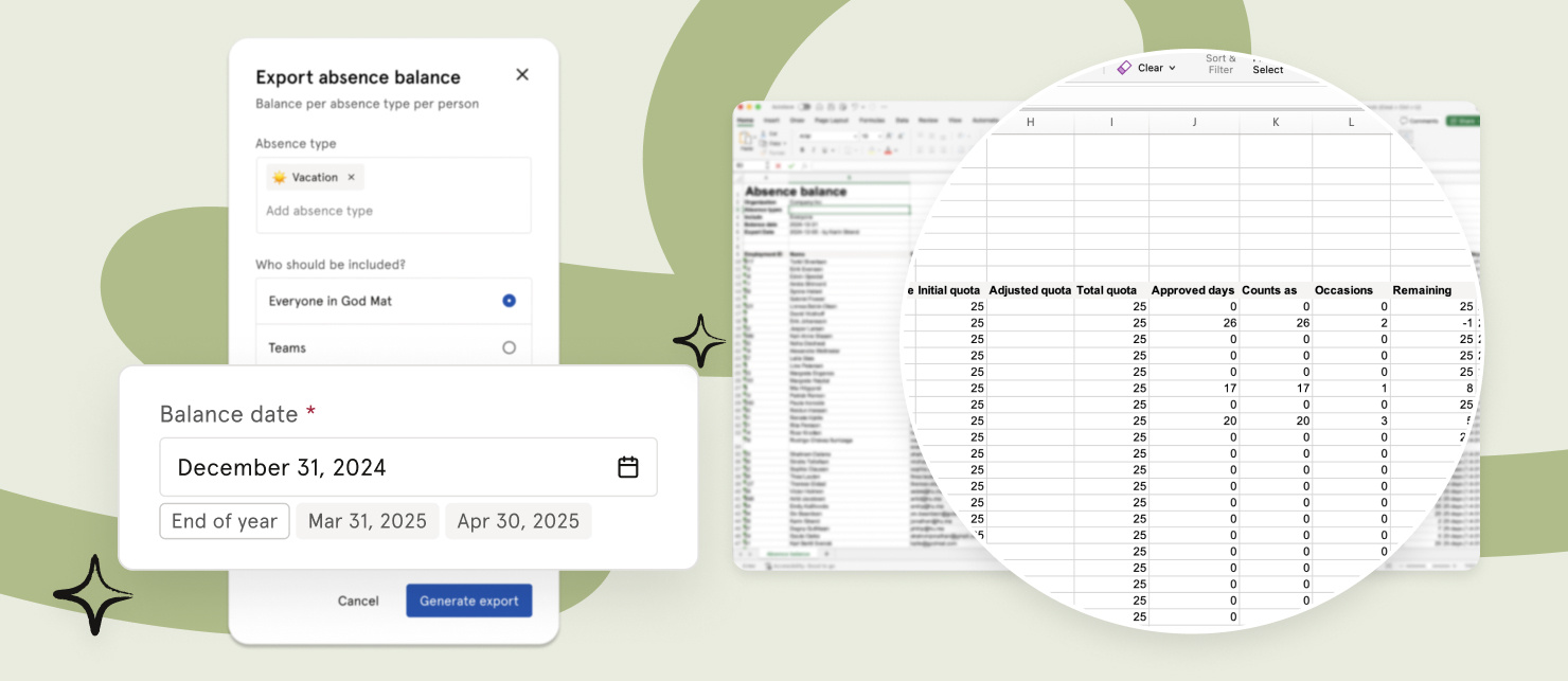 absence balance export