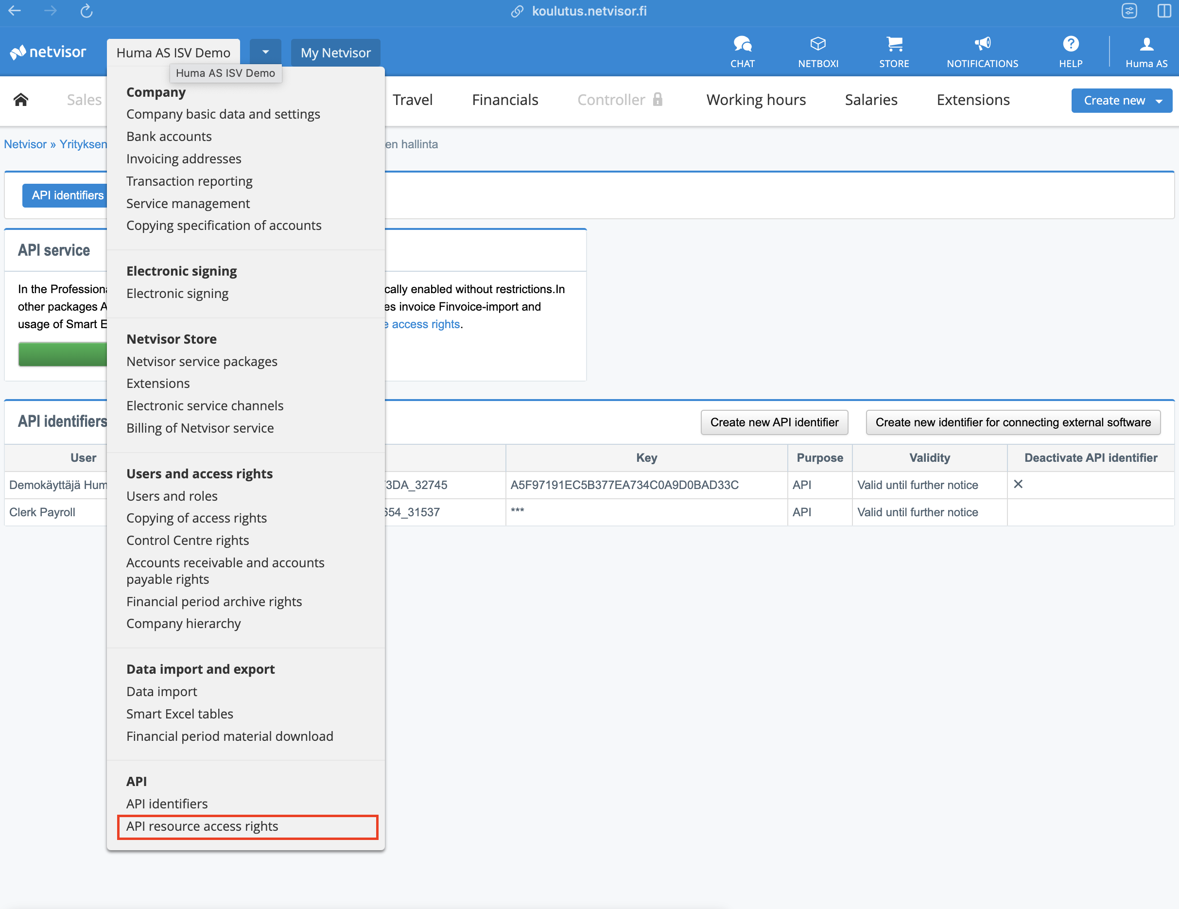 API resource access rights